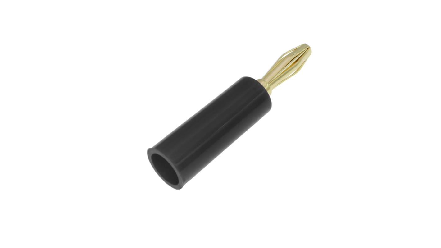 RS PRO Black Male Banana Plug, 4 mm Connector, 24A, 30V, Gold Plating