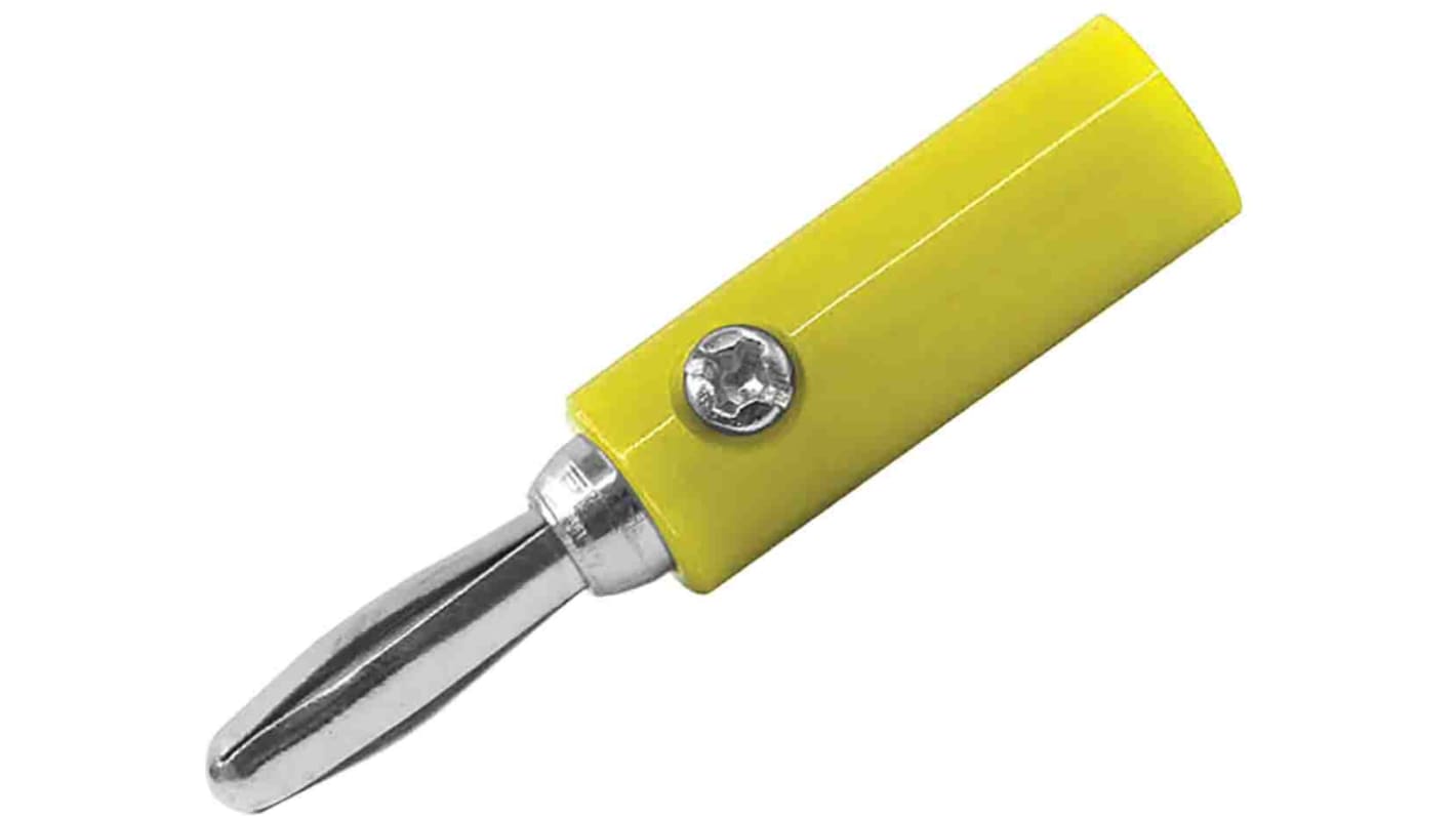 Fiche banane 4 mm RS PRO Jaune Mâle 24A 30V