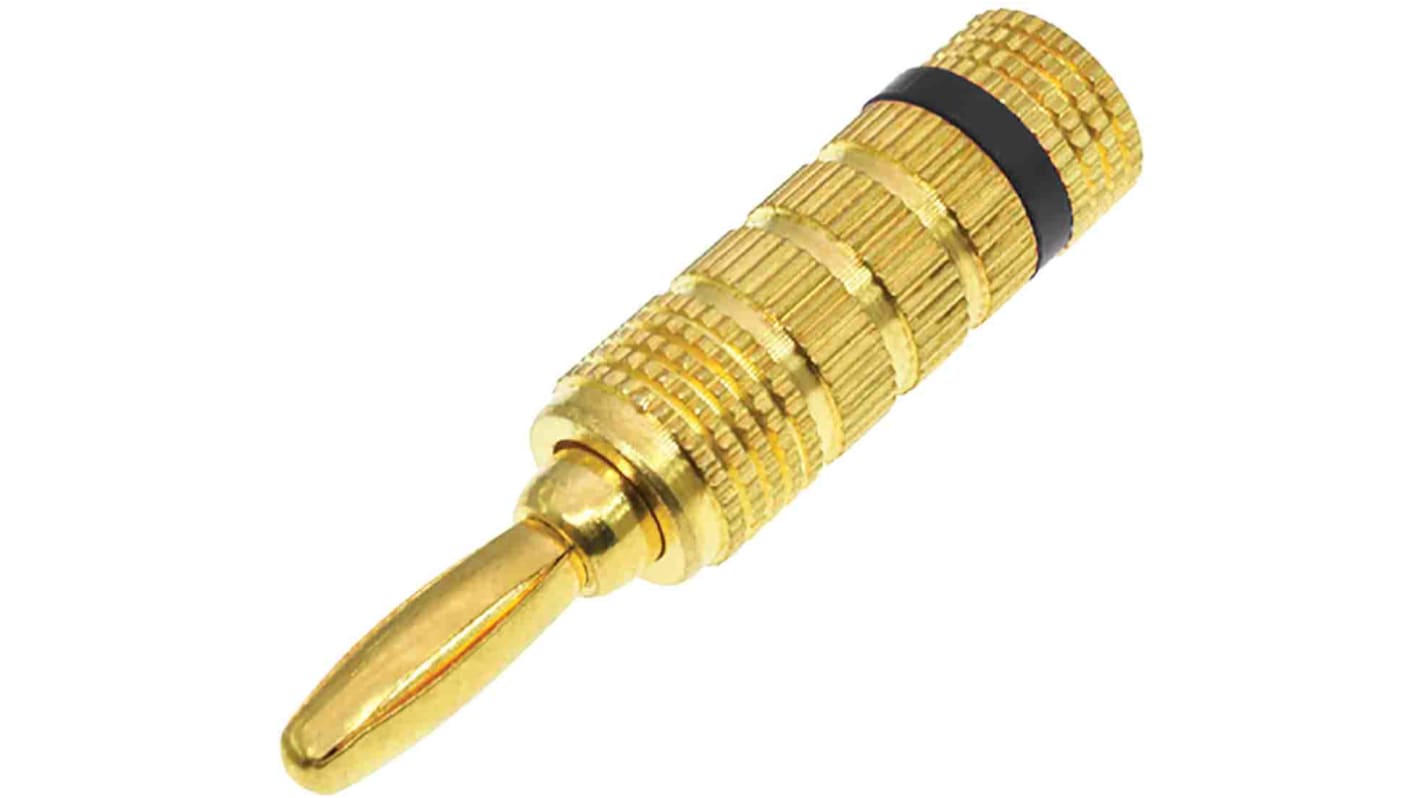 RS PRO Black Male Banana Plug, 4 mm Connector, 32A, 30V, Gold Plating