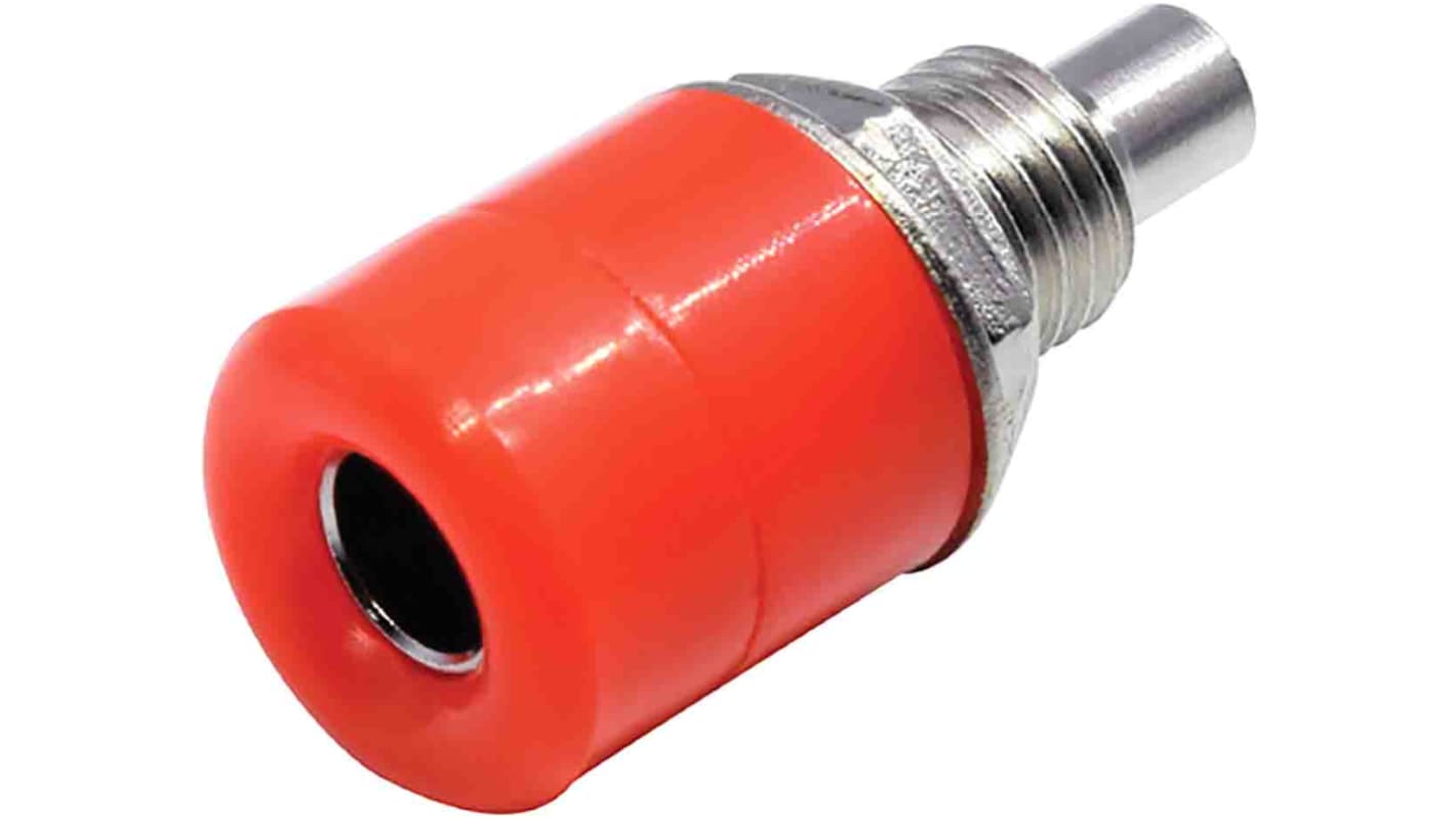 Conector banana hembra Hembra, 24A, 30V, Contacto Níquel, Rojo