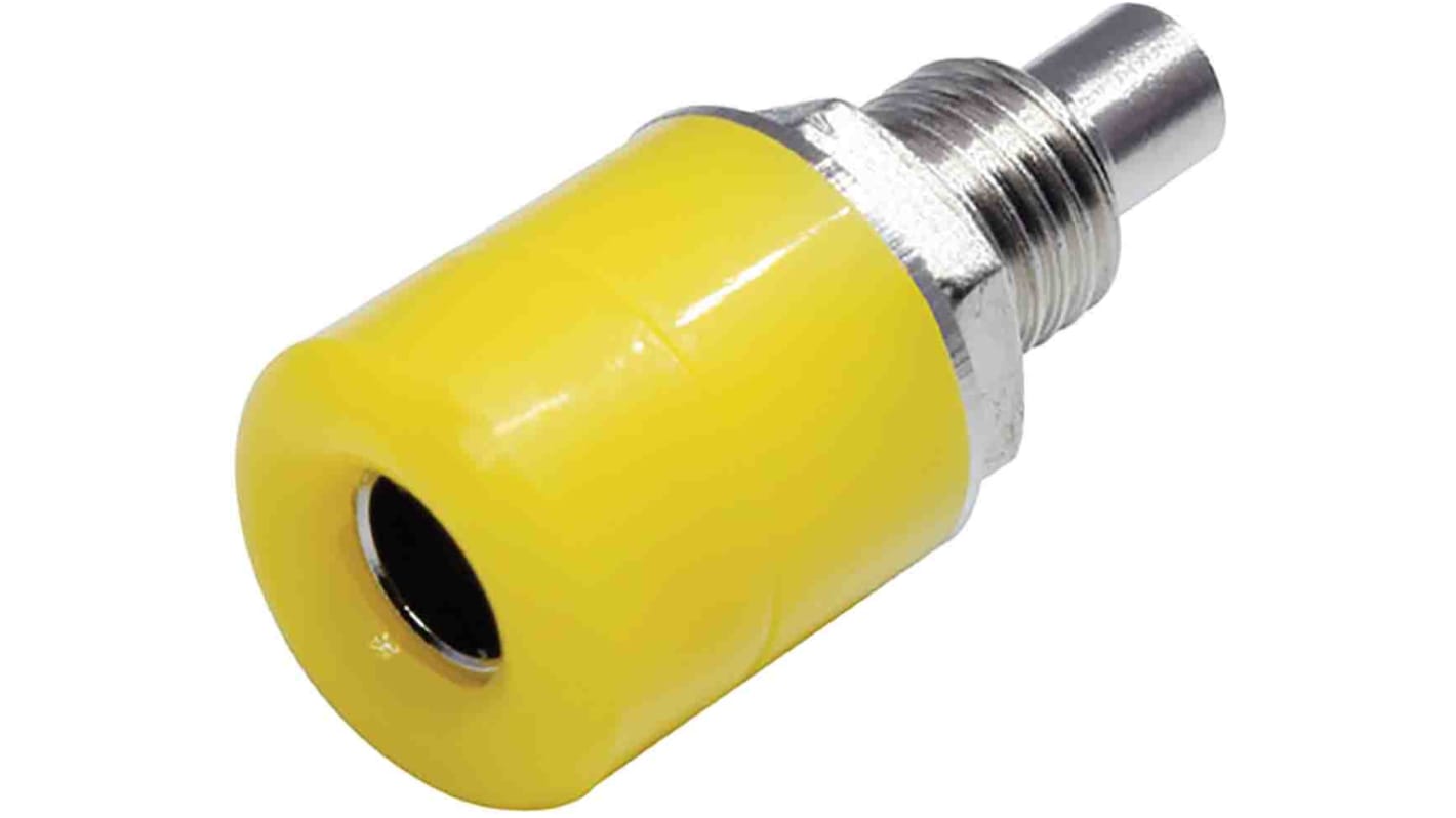 RS PRO Yellow Female Banana Socket, 4 mm Connector, Solder Termination, 24A, 30V, Nickel Plating