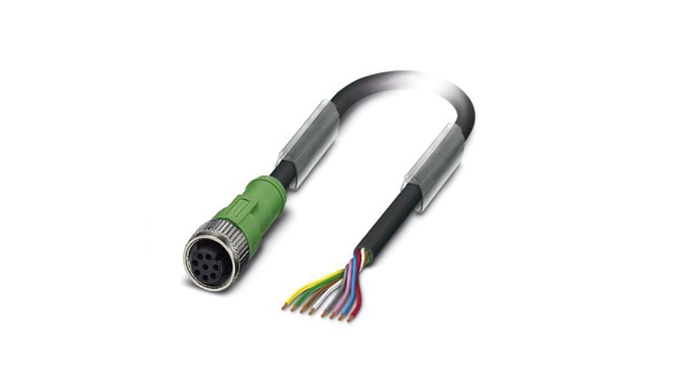 Phoenix Contact Straight Female 8 way M12 to Unterminated Sensor Actuator Cable, 5m