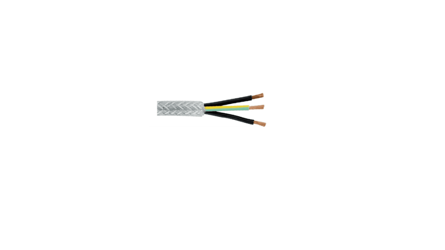 RS PRO Control Cable, 3 Cores, 1.5 mm², SY, Screened, 100m, Transparent PVC Sheath