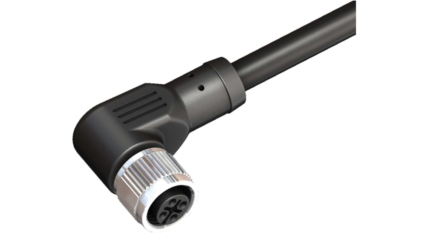 RS PRO Érzékelő-működtető kábel, M12 - Szereletlen - 4 érintkező, 250 V, 4 A, 2m