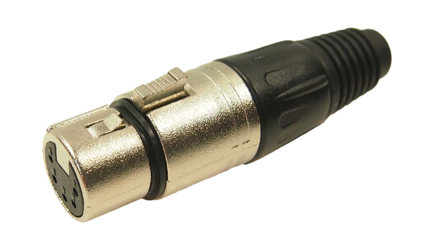 Conector XLR Hembra de 5 pines RS PRO revestidos de Plata, Montaje de Cable