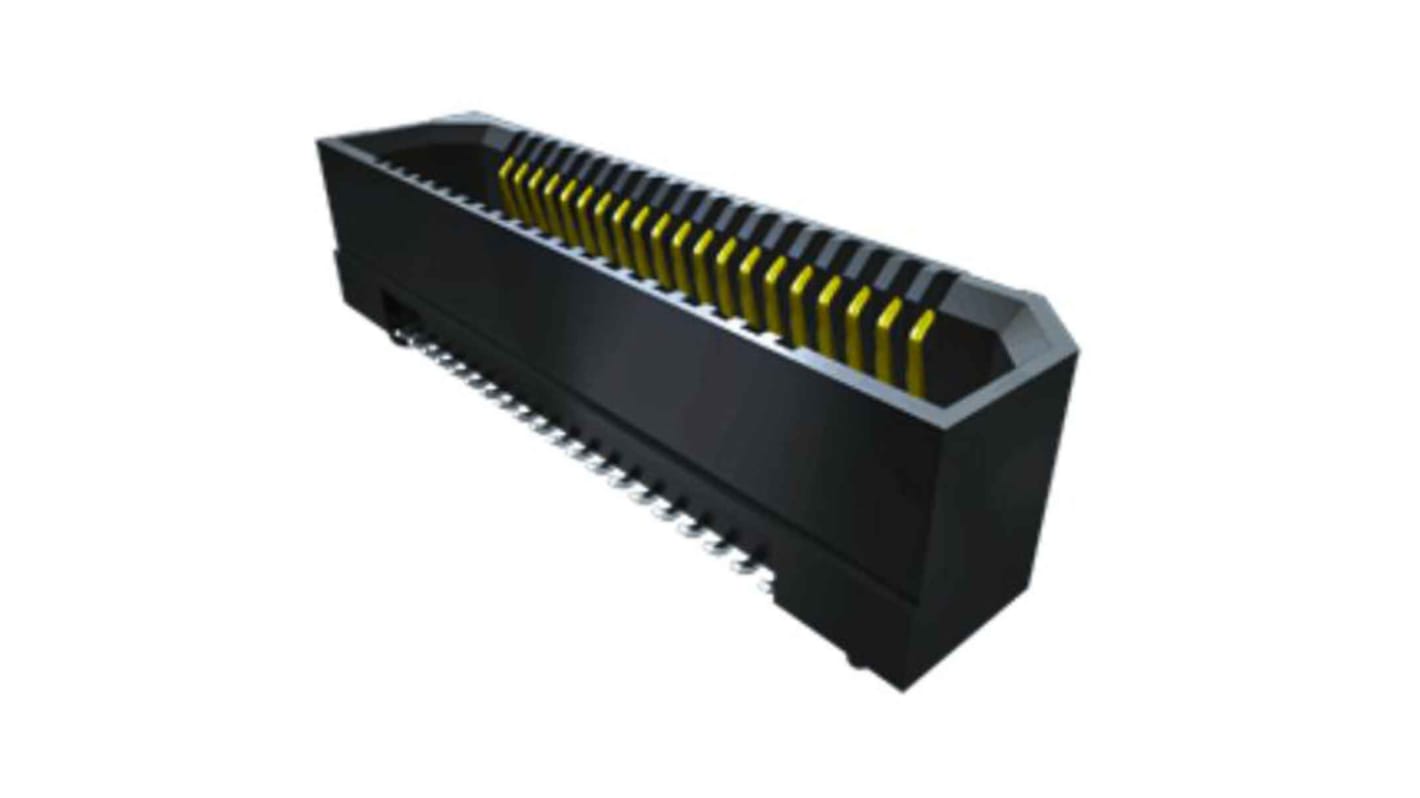 Conector hembra para PCB Ángulo de 90° Samtec serie ERF8, de 100 vías en 2 filas, paso 0.8mm, Montaje Superficial, para