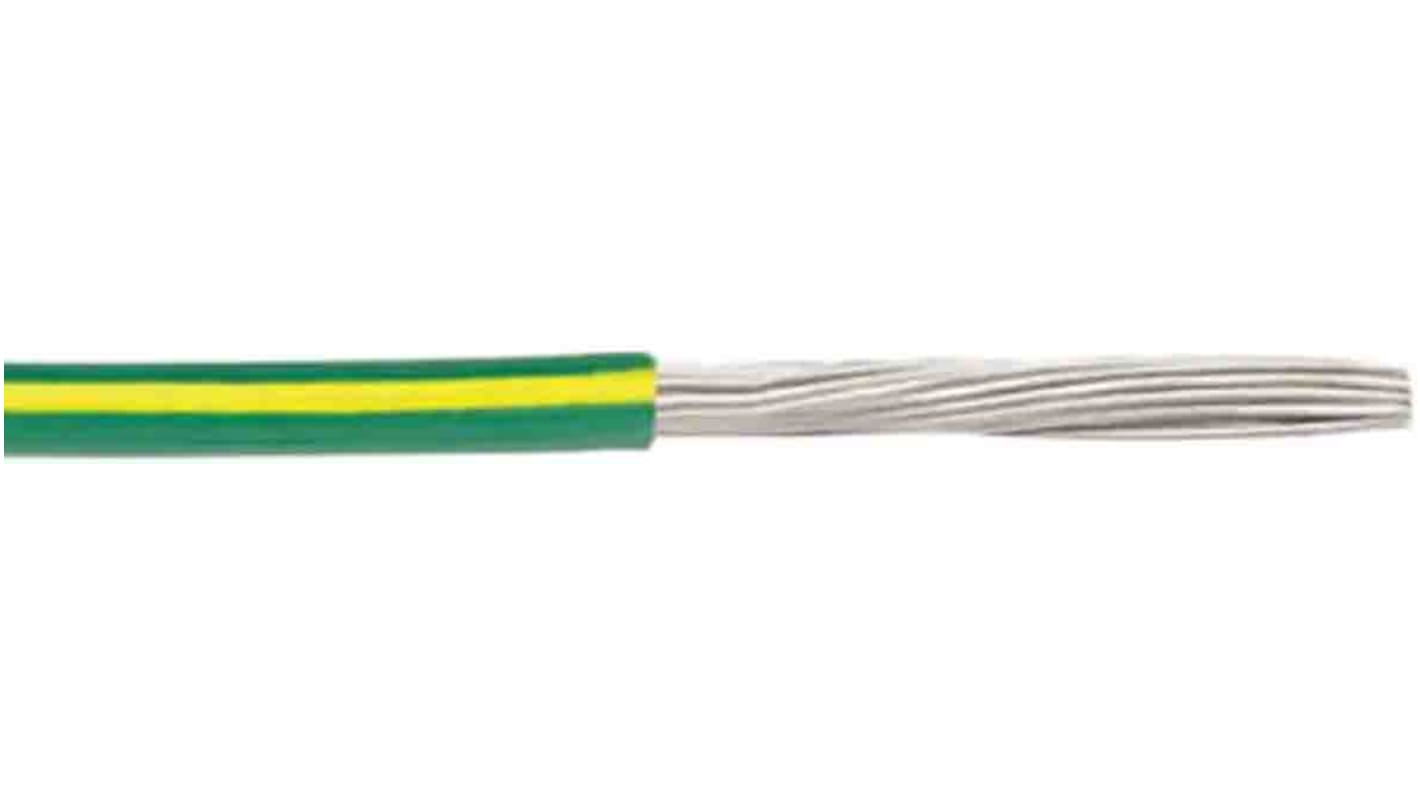 RS PRO Green/Yellow 1.3 mm² Hook Up Wire, 16 AWG, 1C, 305m, PVC Insulation