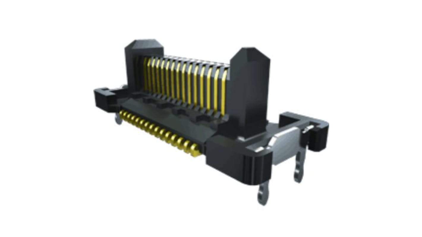 Samtec FT5 Series Right Angle PCB Header, 15 Contact(s), 0.5mm Pitch, 2 Row(s), Shrouded