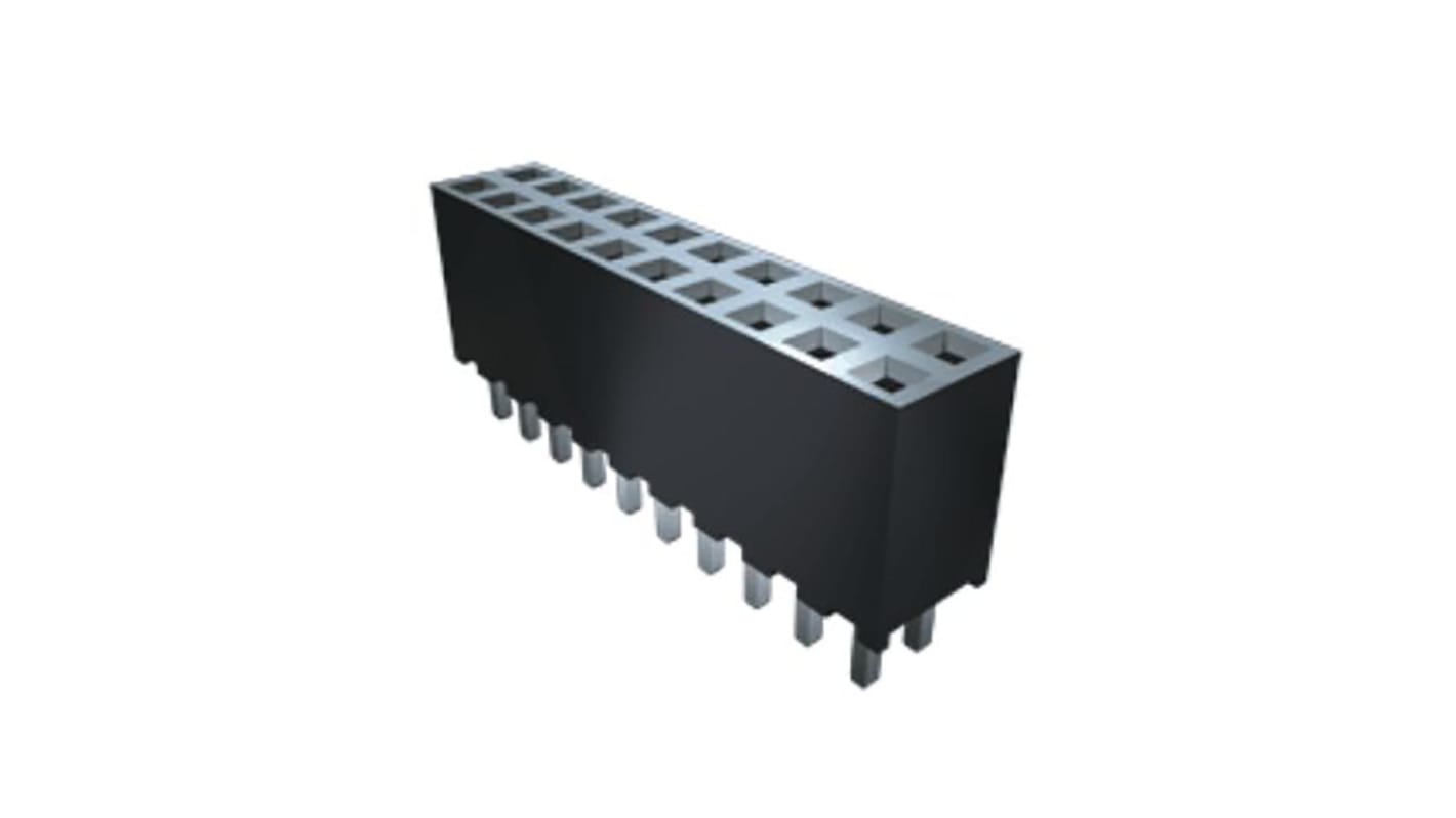 Samtec SQT Series Straight Through Hole Mount PCB Socket, 2-Contact, 1-Row, 2mm Pitch, Solder Termination