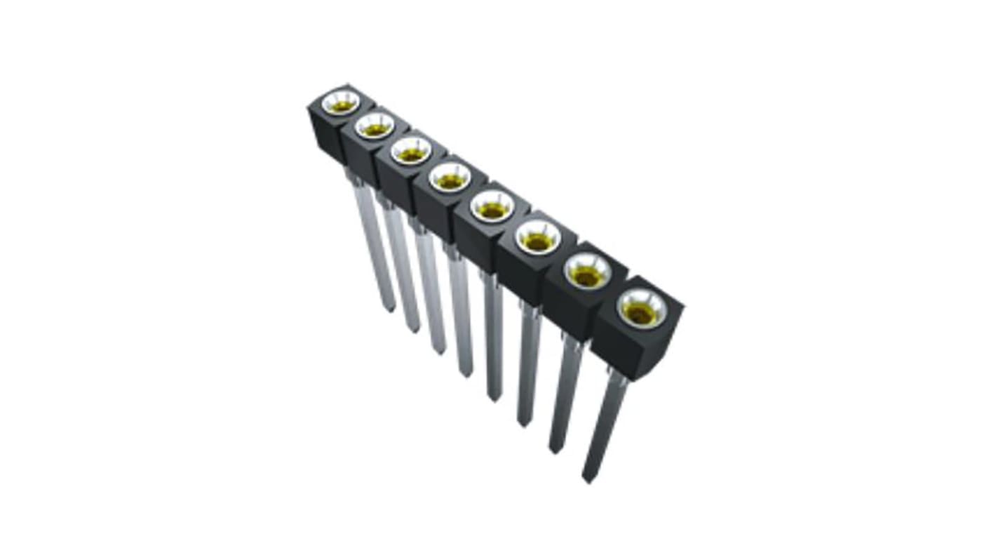 Samtec SS Series Straight Through Hole Mount PCB Socket, 2-Contact, 1-Row, 2.54mm Pitch, Solder Termination