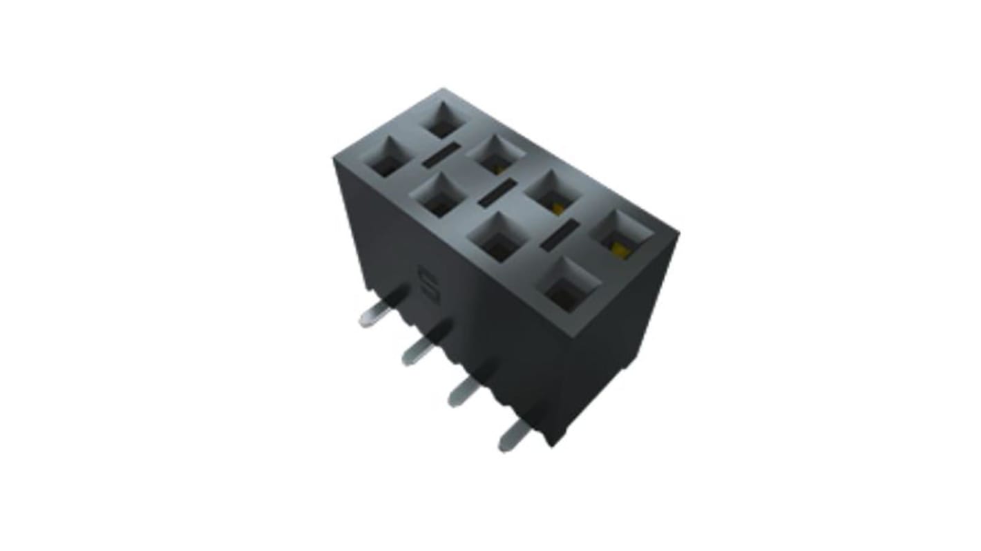 Conector hembra para PCB Ángulo de 90° Samtec serie SSM, de 6 vías en 2 filas, paso 2.54mm, Montaje Superficial, para