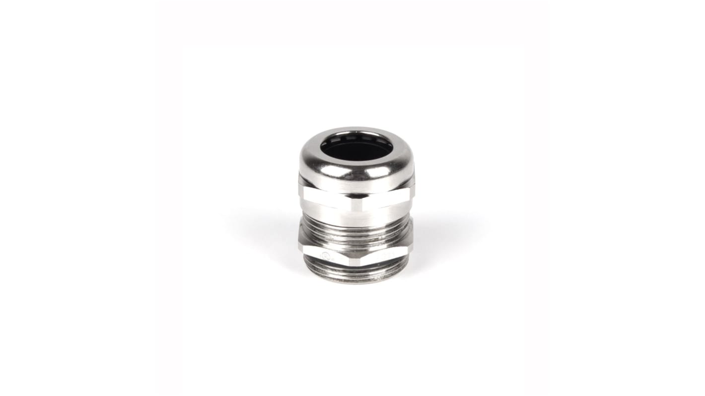 RS PRO Metallic Nickel Plated Brass Cable Gland, PG29 Thread, 18mm Min, 21mm Max, IP68