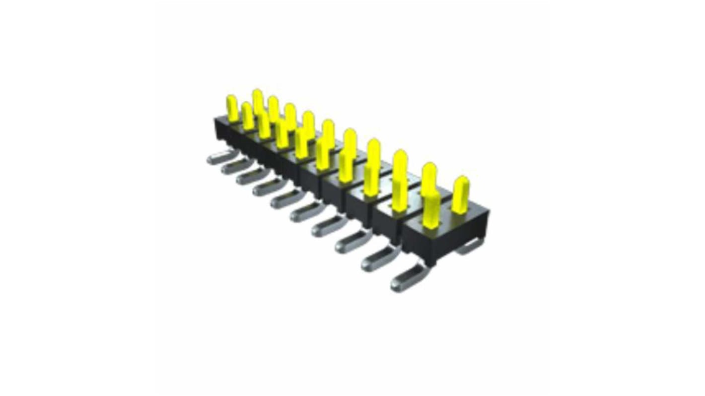 Samtec TMM Series Right Angle Surface Mount Pin Header, 6 Contact(s), 2.0mm Pitch, 2 Row(s), Unshrouded