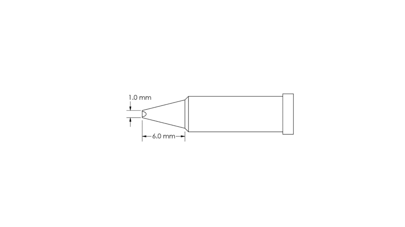 Punta de soldadura tipo Cincel Metcal, serie GT4 mod. GT4-CH0010P, punta de 1,0 x 6 mm, para usar con Soldador