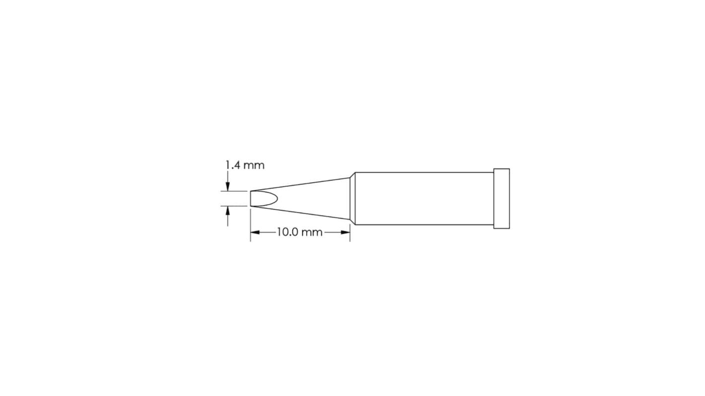 Punta de soldadura tipo Cincel Metcal, serie GT4 mod. GT4-CH0014S, punta de 1,4 x 10 mm, para usar con Soldador