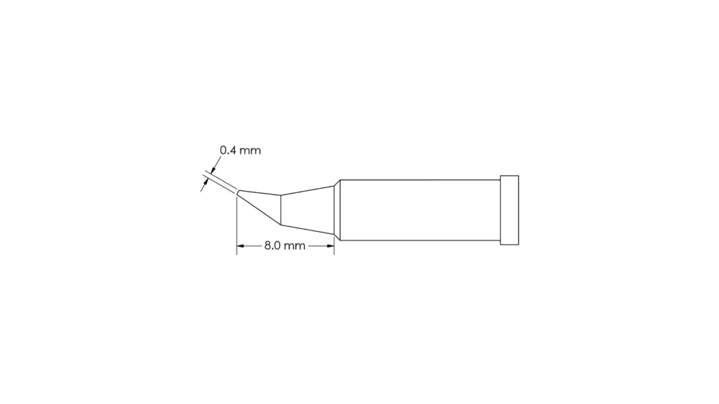 Punta de soldadura tipo Cónico Metcal, serie GT4 mod. GT4-CN0004R, punta de 0,4 x 8 mm, para usar con Soldador