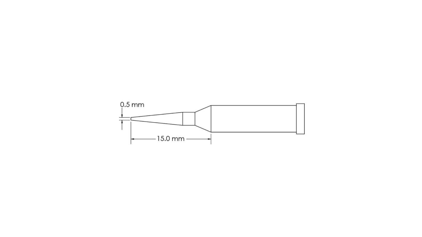 Punta de soldadura tipo Cónico Metcal, serie GT4 mod. GT4-CN1505A, punta de 0,5 x 15 mm, para usar con Soldador