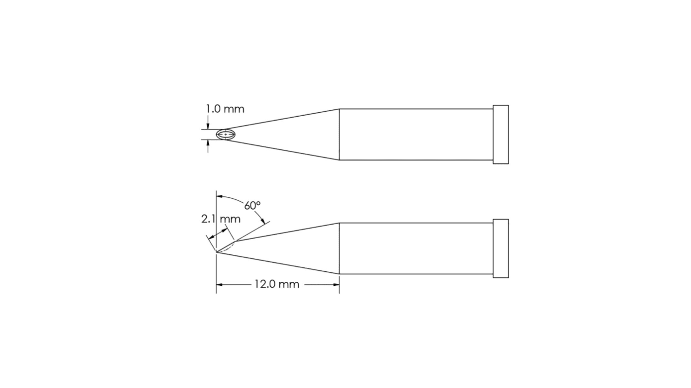 Metcal GT4-HF6010V 2.1 x 1 x 12 mm Hoof Soldering Iron Tip for use with Soldering Iron