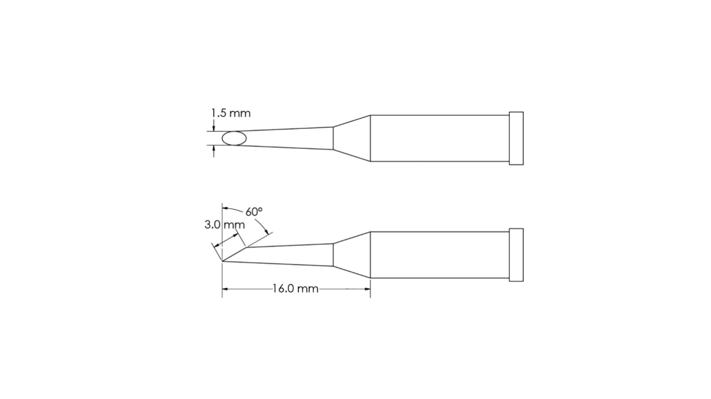 Metcal / GT4-HF6015S Lötspitze 1,5 x 16 mm Angeschrägt 60° GT4 für Lötkolben