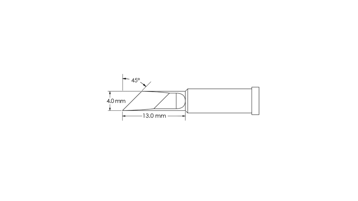 Punta de soldadura tipo Cuchillo Metcal, serie GT4 mod. GT4-KN0040P, punta de 4,0 x 13 mm, para usar con Soldador