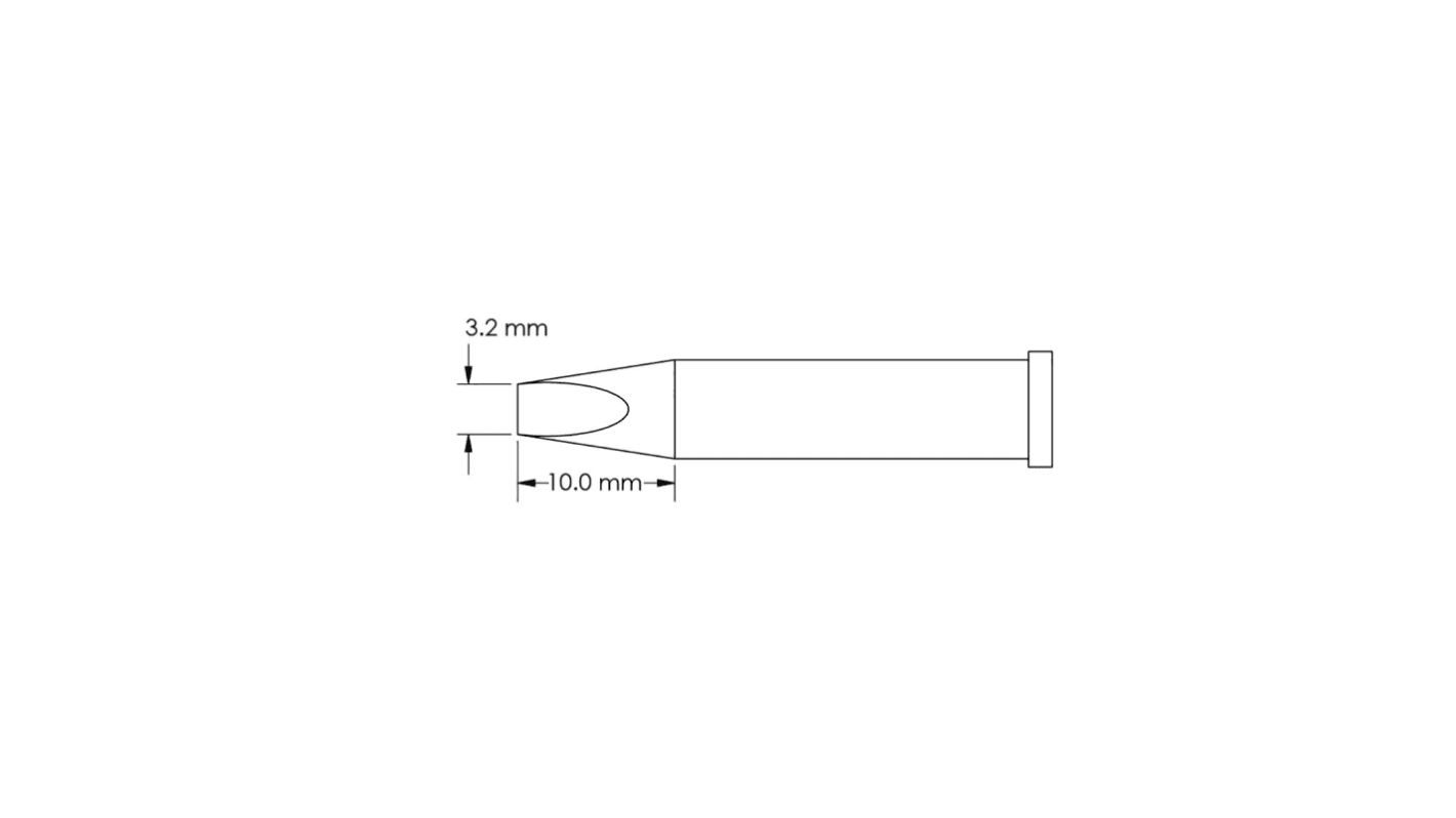 Panne de fer à souder GT6-CH0032S Metcal, Ciseau, série GT6, 3,2 x 10 mm, pour Fer à souder