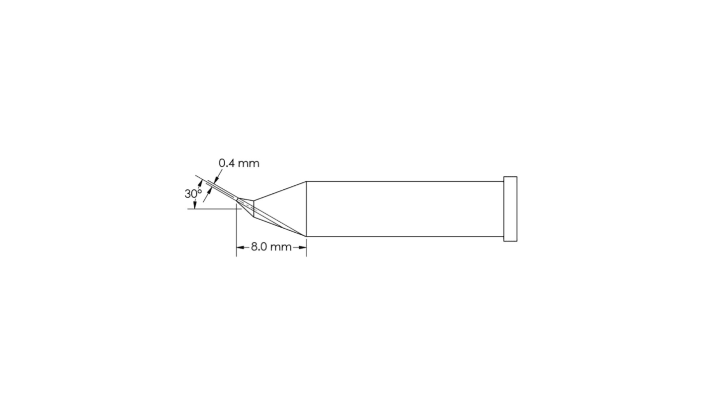 Punta de soldadura tipo Cónico Metcal, serie GT6 mod. GT6-CN0004R, punta de 0,4 x 8 mm, para usar con Soldador