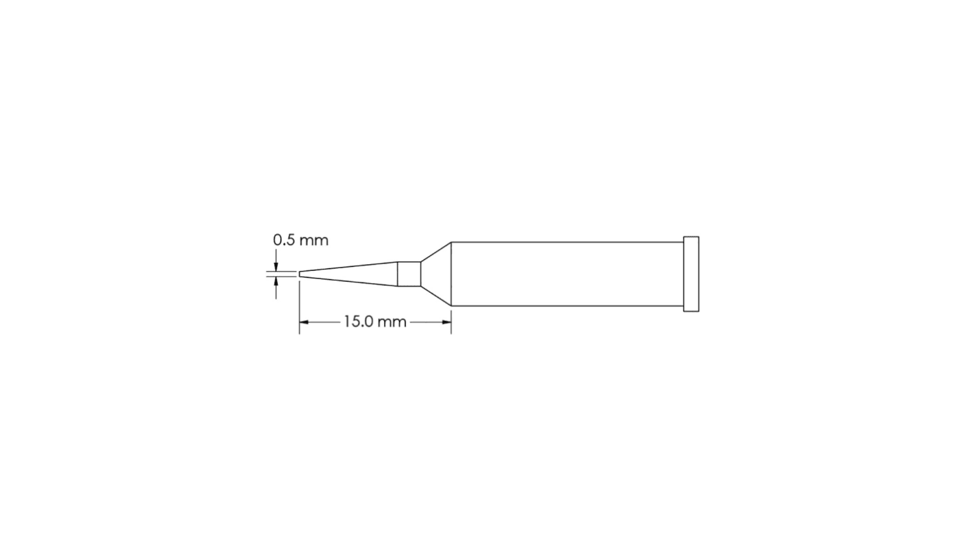 Punta de soldadura tipo Cónico Metcal, serie GT6 mod. GT6-CN1505A, punta de 0,5 x 15 mm, para usar con Soldador