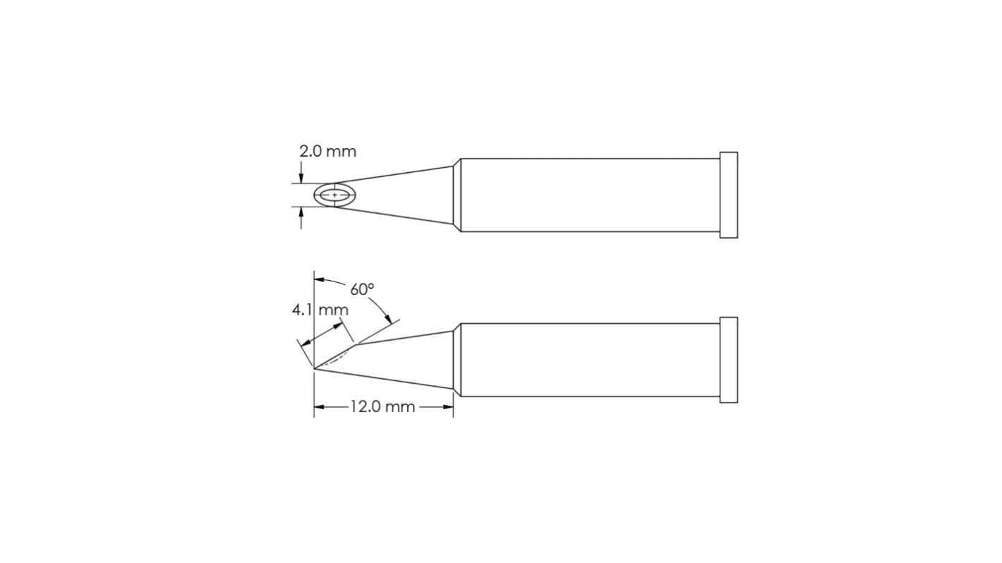 Panne de fer à souder GT6-HF6020V Metcal, Sabot, série GT6, 4,1 x 2 x 12 mm, pour Fer à souder