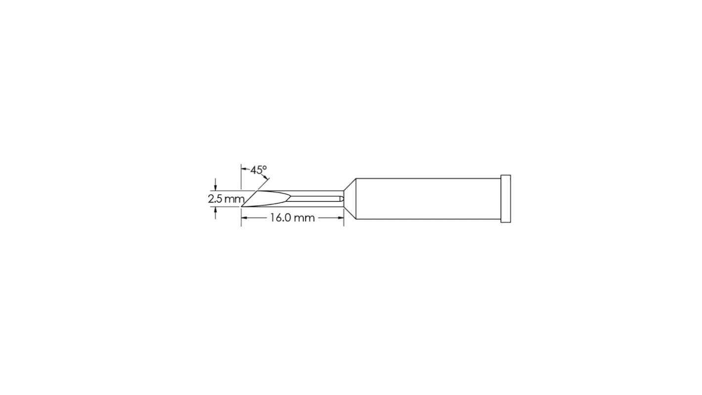 GT Tip, Knife, (W X L) 2.5 x 16.0 mm, 45