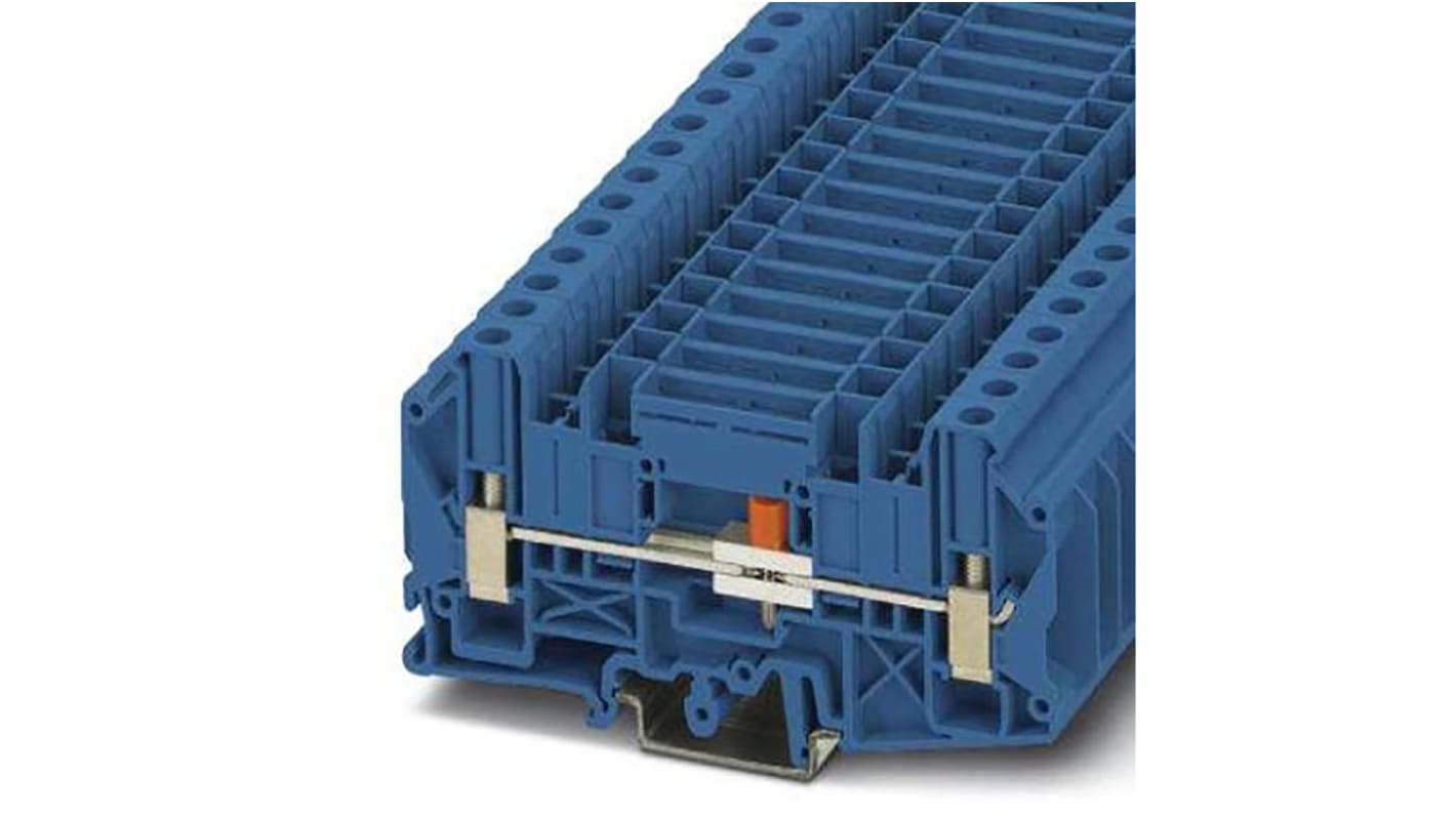 Phoenix Contact UT Series UT 6-T/SP BU Disconnect Terminal Block, 2-Way, 41A, 0.2 → 10 mm² Wire, Screw