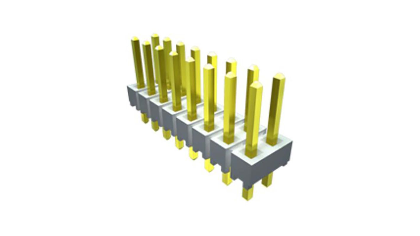 Samtec HTSW Series Straight Through Hole Pin Header, 8 Contact(s), 2.54mm Pitch, 2 Row(s), Unshrouded