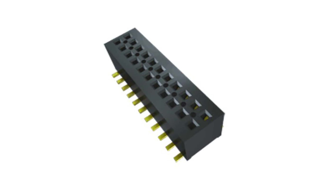 Samtec MLE Series Vertical Surface Mount PCB Socket, 10-Contact, 2-Row, 1mm Pitch, Solder Termination