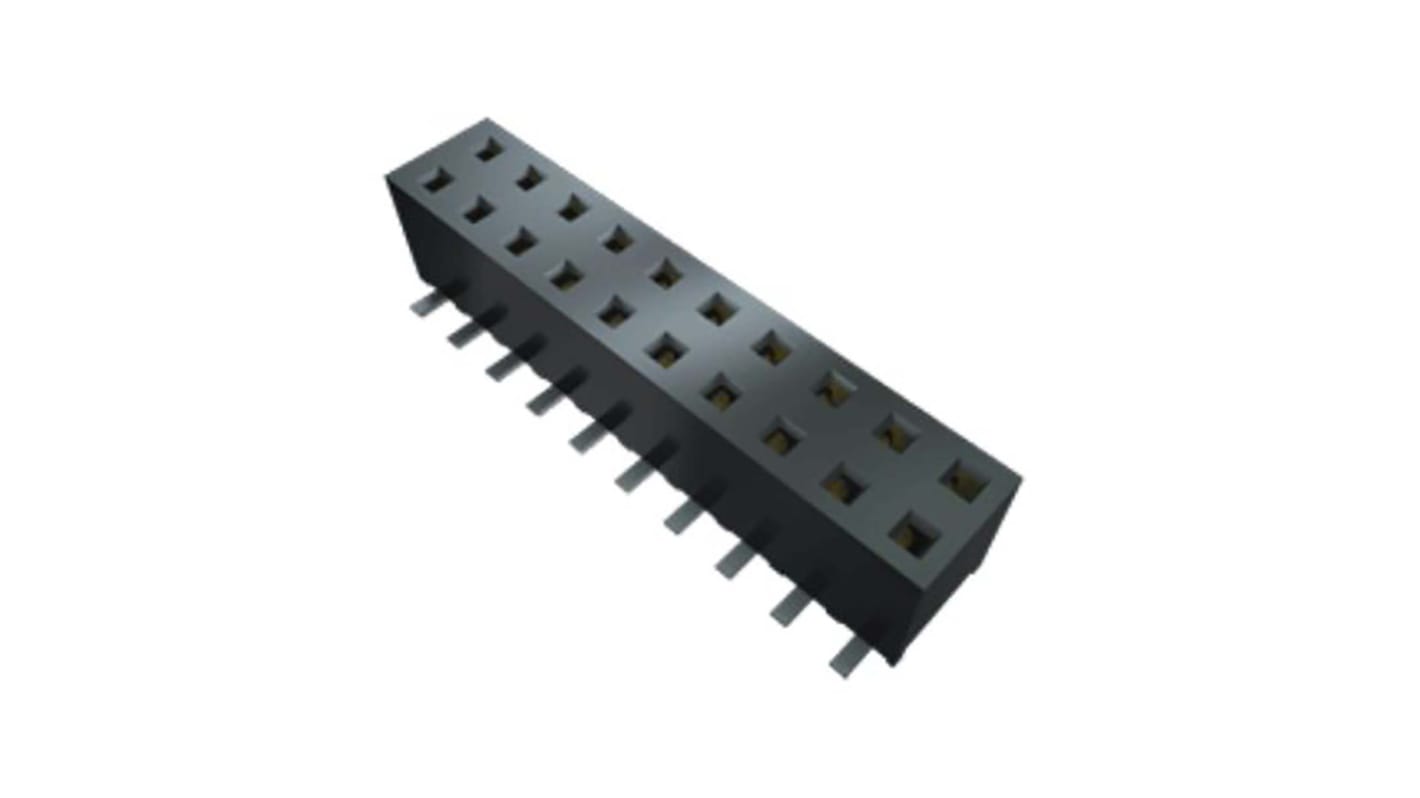 Samtec MMS Series Vertical Through Hole Mount PCB Socket, 12-Contact, 2-Row, 2mm Pitch, Solder Termination