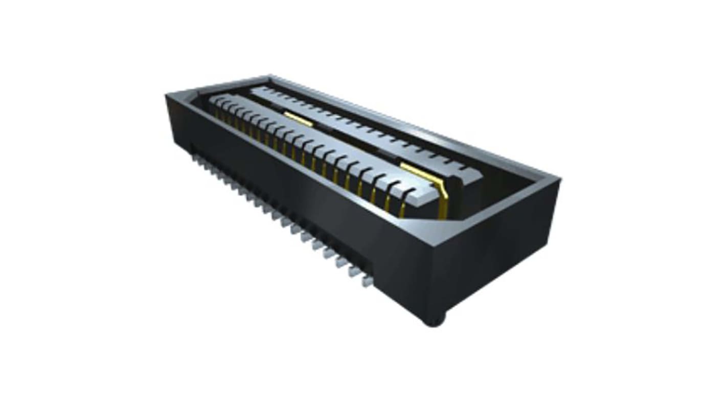 Conector hembra para PCB Ángulo de 90° Samtec serie QSE, de 40 vías en 2 filas, paso 0.8mm, Montaje Superficial, para