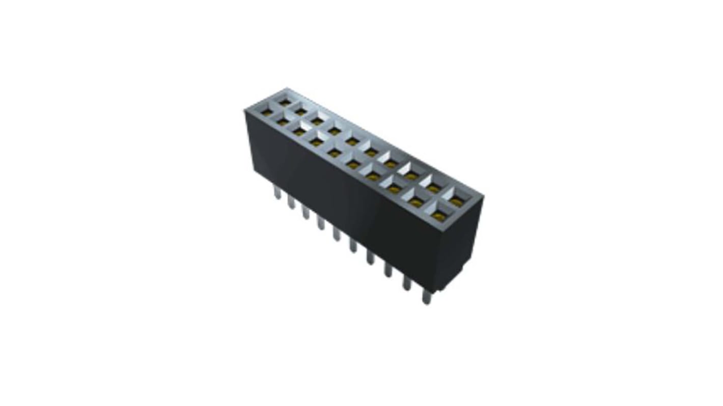 Conector hembra para PCB Samtec serie SFMC, de 10 vías en 2 filas, paso 1.27mm, Montaje Superficial, terminación