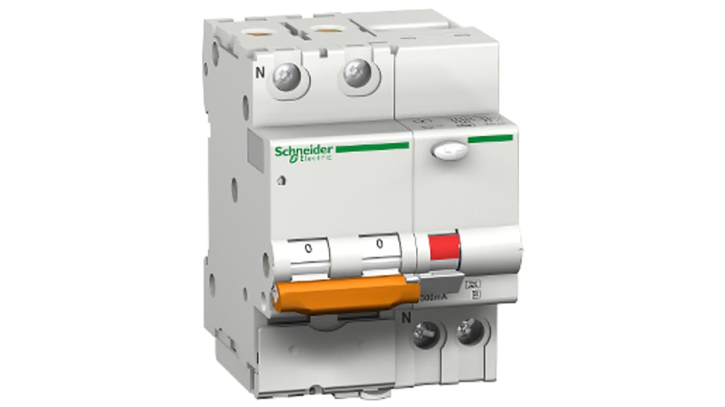 Schneider Electric RCBO, 16A Current Rating, 1P+N Poles, Type AC, Domae Range