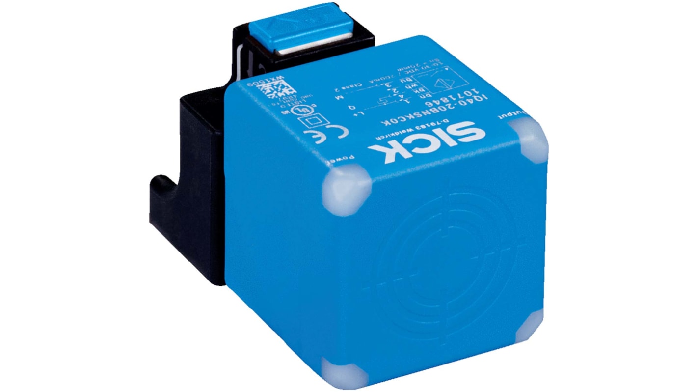 Sensor de proximidad Sick, alcance 40 mm, salida PNP, 10 → 30 V., IP67, IP68, IP69K, 100Hz