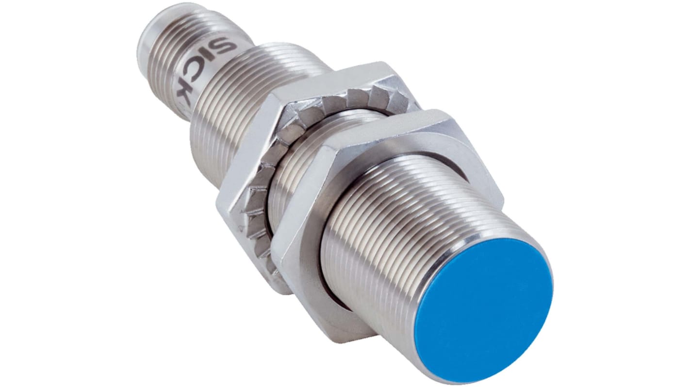 Sick Inductive Barrel-Style Proximity Sensor, M18 x 1, 8 mm Detection, NO Output, 10 → 30 V, IP68, IP69K