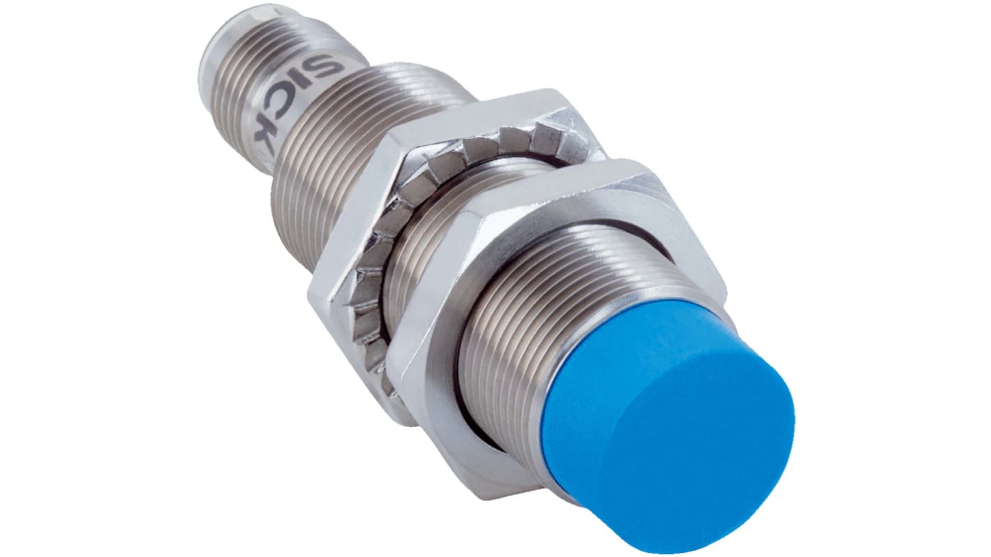 Sensore di prossimità Cilindrico Sick, PNP normalmente aperto, M18 x 1, rilevamento 12 mm, 10 → 30 V.