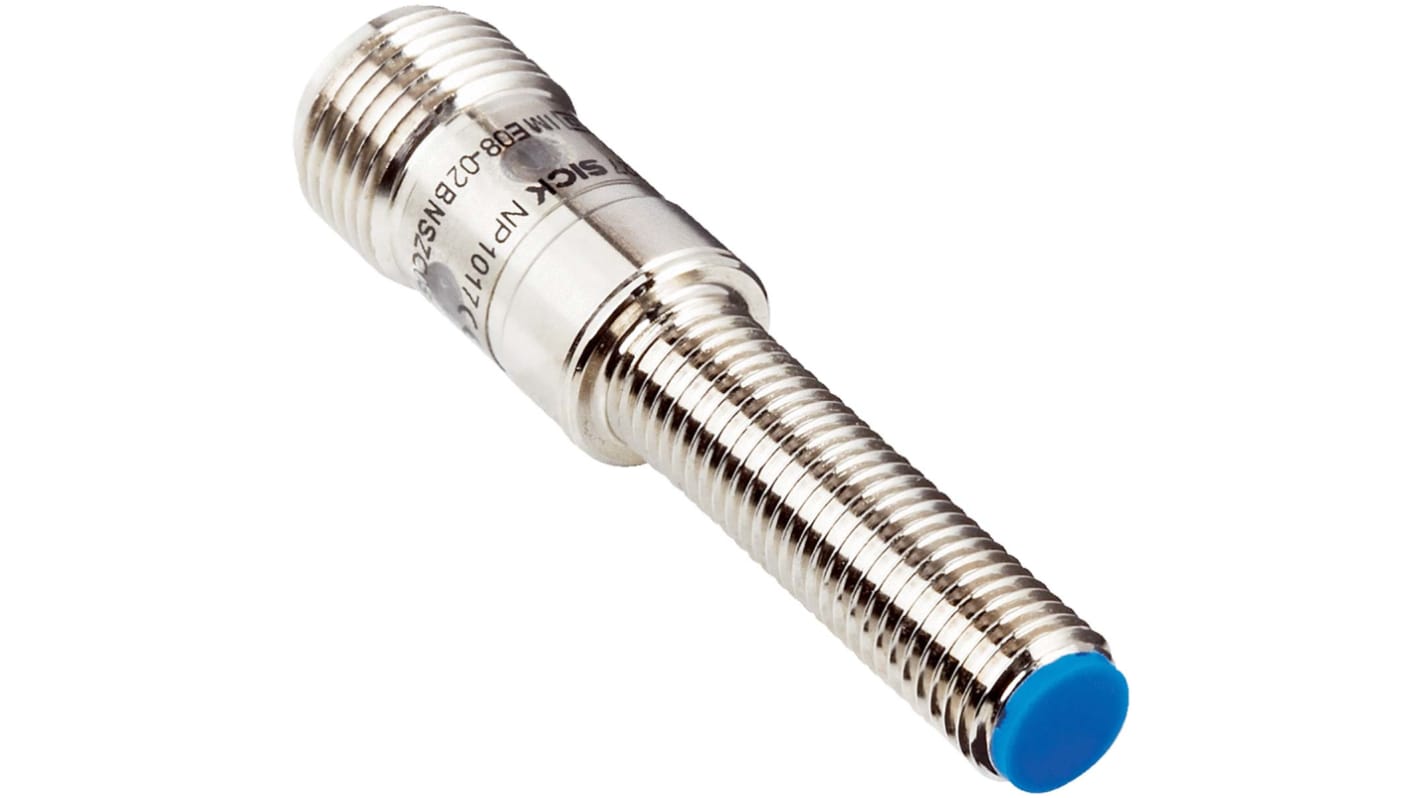 Sensore di prossimità Cilindrico Sick, PNP normalmente aperto, M8 x 1, rilevamento 2 mm, 10 → 30 V.
