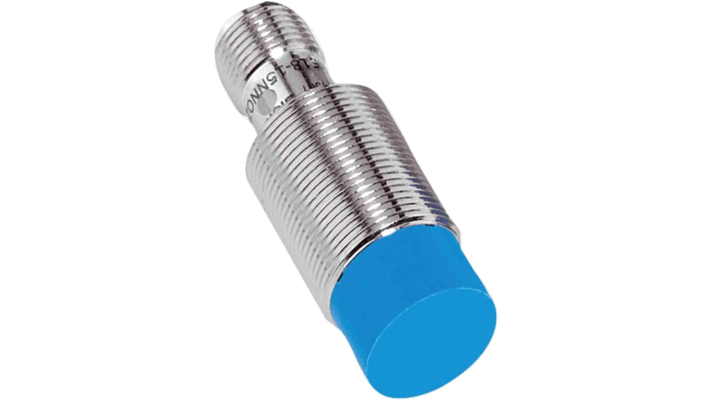 Sensor de proximidad Sick, M18 x 1, alcance 8 mm, salida PNP normalmente cerrado, 10 → 30 V., IP67, 1kHz