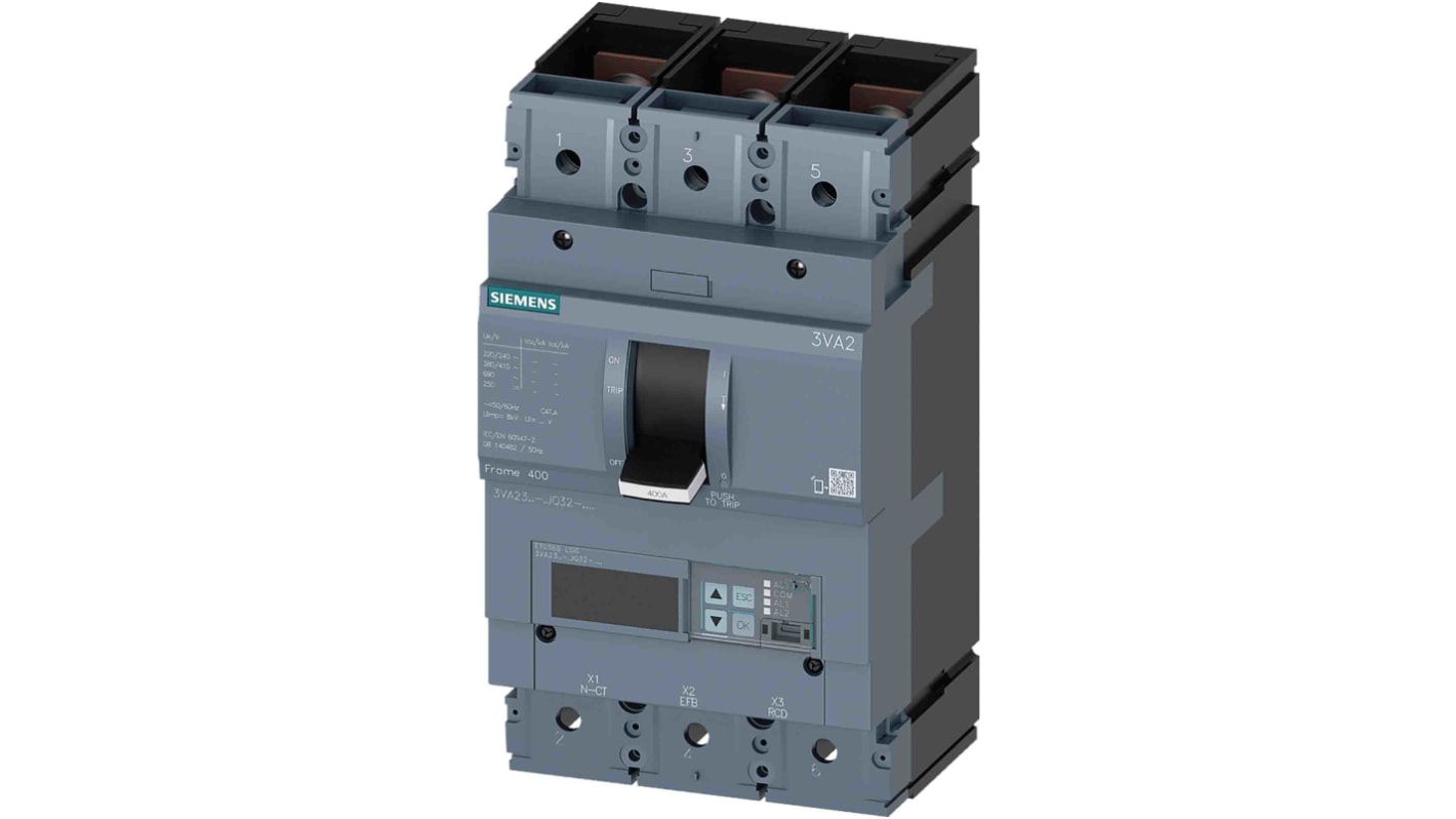 Siemens, SENTRON MCCB 3P 400A, Breaking Capacity 85 kA, Fixed Mount