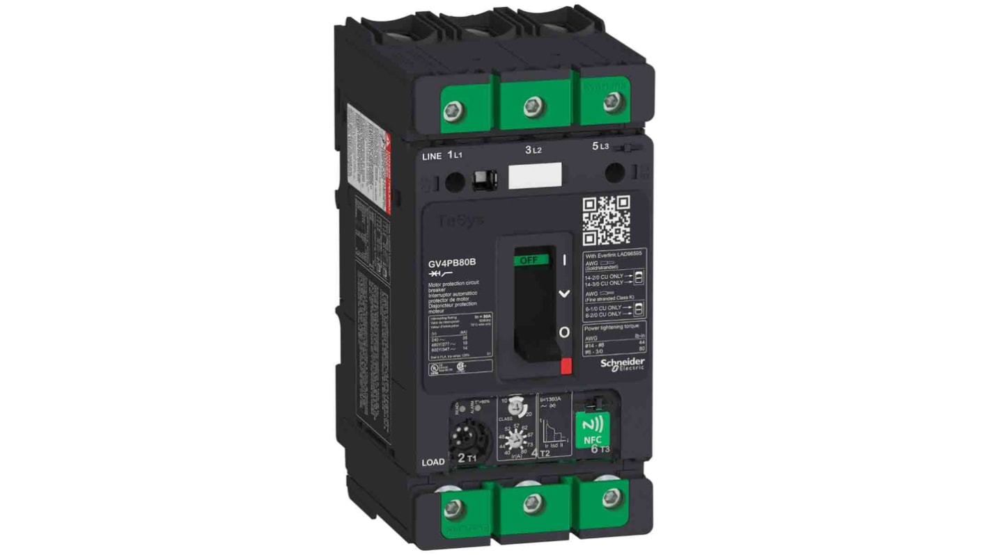 Disyuntor térmico / Disyuntor magnetotérmico Schneider Electric TeSys GV4PB de 3 polos, 690V ac, 80A