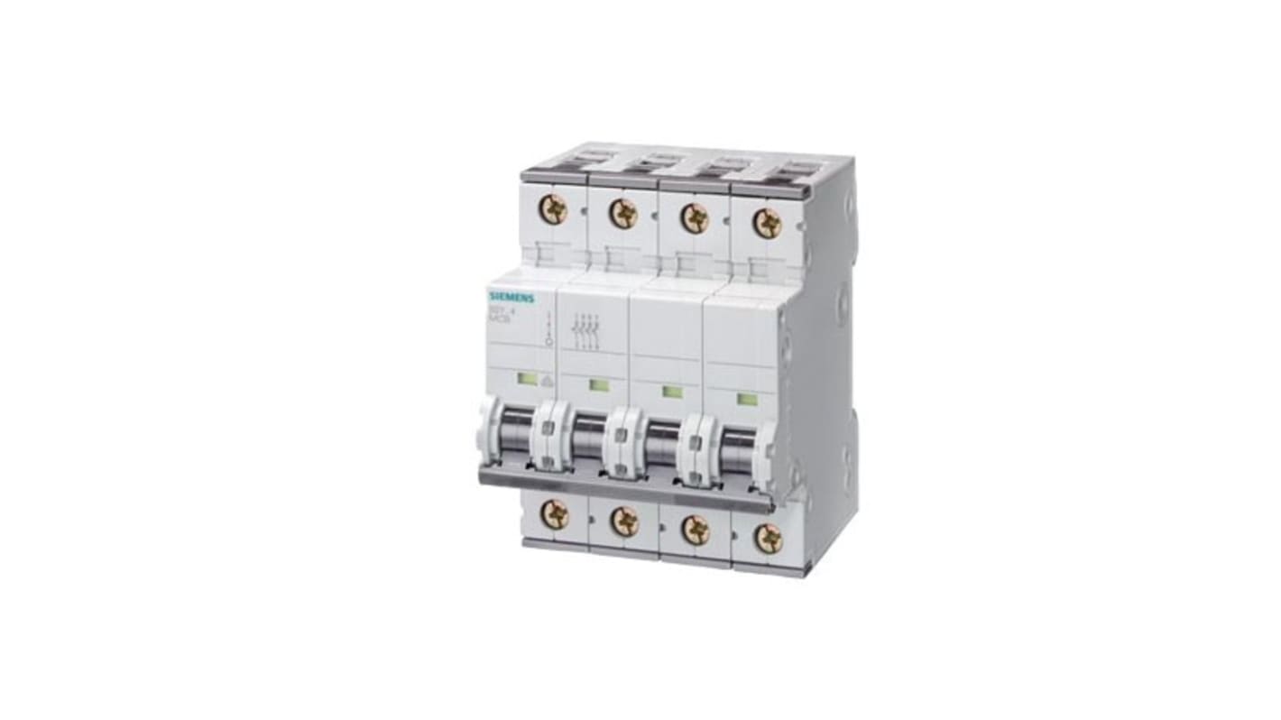 Siemens SENTRON 5SY7 MCB, 4P, 32A Curve C, 400V AC, 72V DC, 15 kA Breaking Capacity