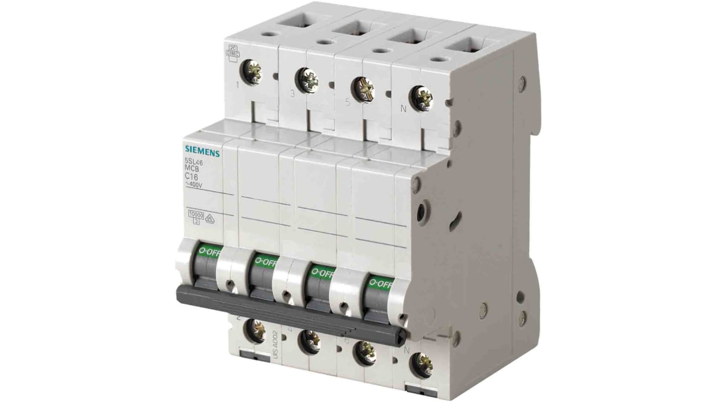 Siemens 5SL4 MCB Leitungsschutzschalter Typ C, Pol 3P+N 20A 400V SENTRON DIN-Schienen-Montage