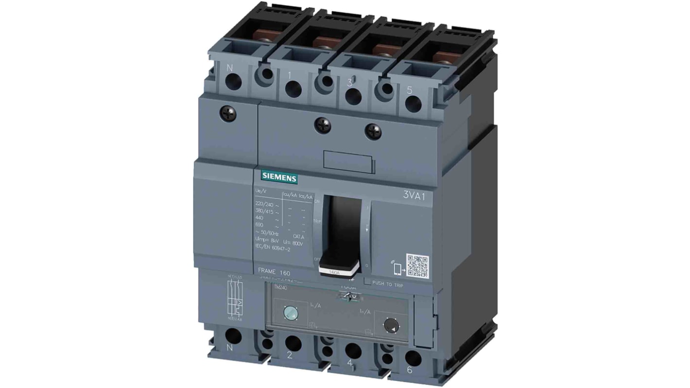 Interruttore magnetotermico scatolato 3VA1132-5EF42-0AA0, 4, 32A, 690V, potere di interruzione 55 kA