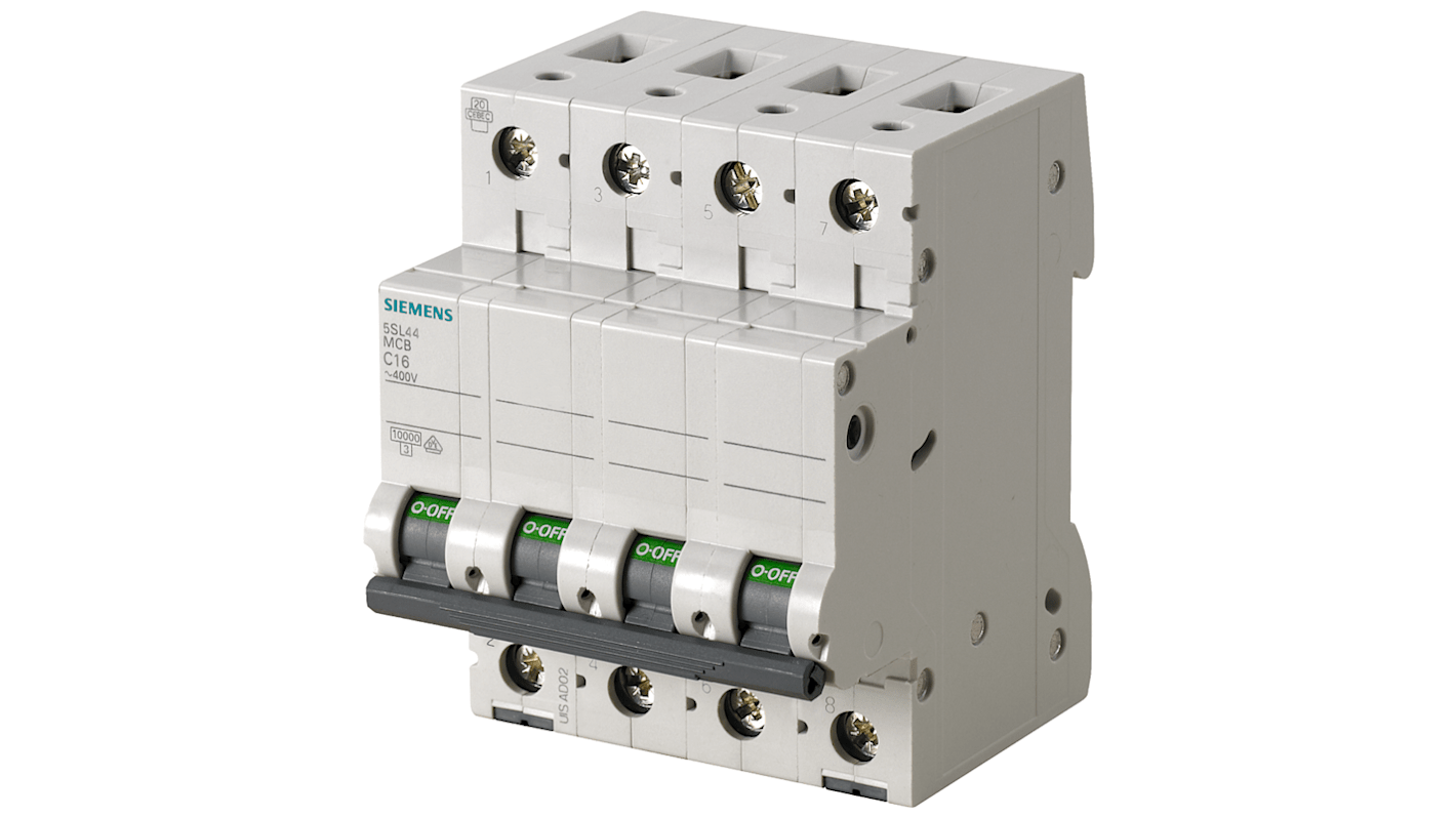Siemens 5SL4 MCB Leitungsschutzschalter Typ B, Pol 3P+N 63A 400V SENTRON DIN-Schienen-Montage