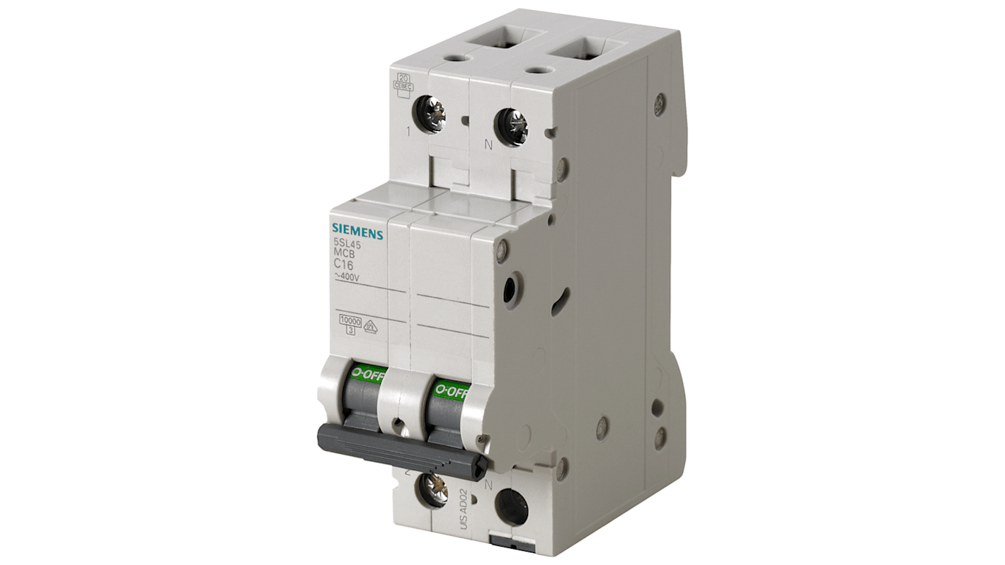 Siemens 5SL4 MCB Leitungsschutzschalter Typ C, Pol 1P+N 1.6A 230V SENTRON DIN-Schienen-Montage