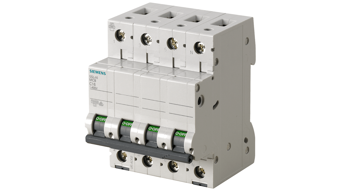 Siemens 5SL4 MCB Leitungsschutzschalter Typ B, Pol 3P+N 3A 400V SENTRON DIN-Schienen-Montage