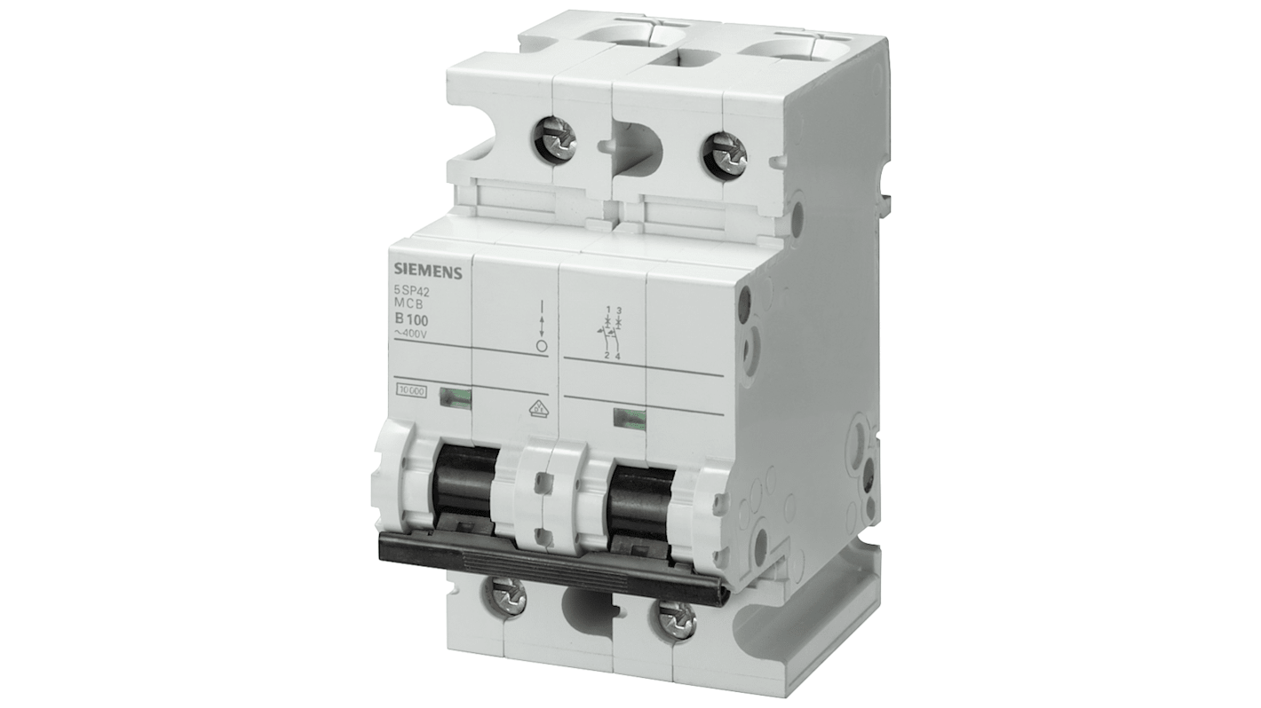 Interruptor automático 2P, 125A, Curva Tipo B 5SP4292-6, SENTRON, Montaje en Carril DIN